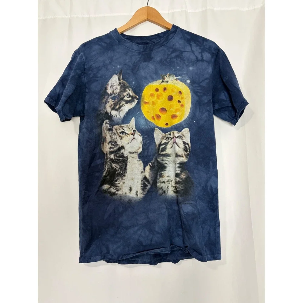 The Mountain Kittens Cheese Moon Tie Dye T-Shirt Mars Cheese Castle Blue Mens M
